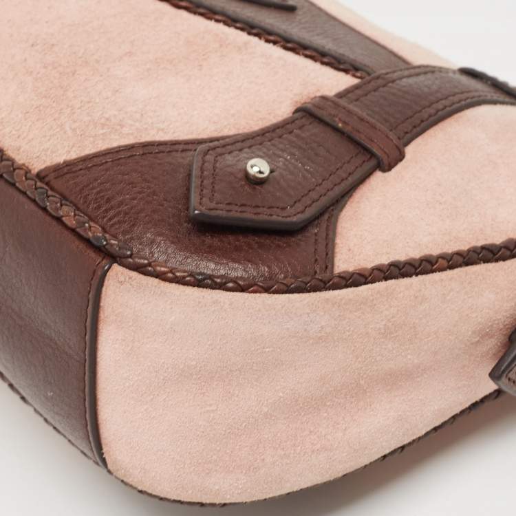 Pre Owned Givenchy Brown/Light Pink Leather and Suede Baguette Bag
