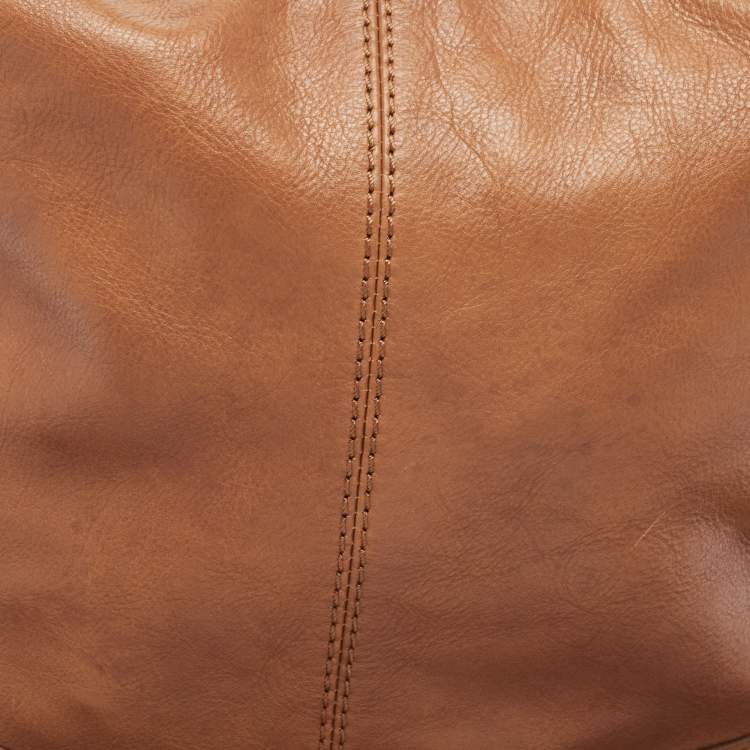 Pre Owned Givenchy Brown Leather Logo Bucket Hobo