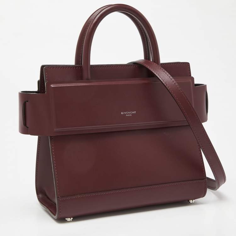 Pre Owned Givenchy Burgundy Leather Mini Horizon Tote