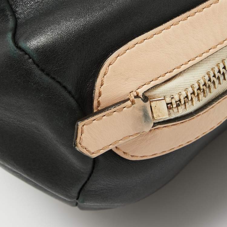 Pre Owned Givenchy Black/Beige Leather Side Zip Shoulder Bag