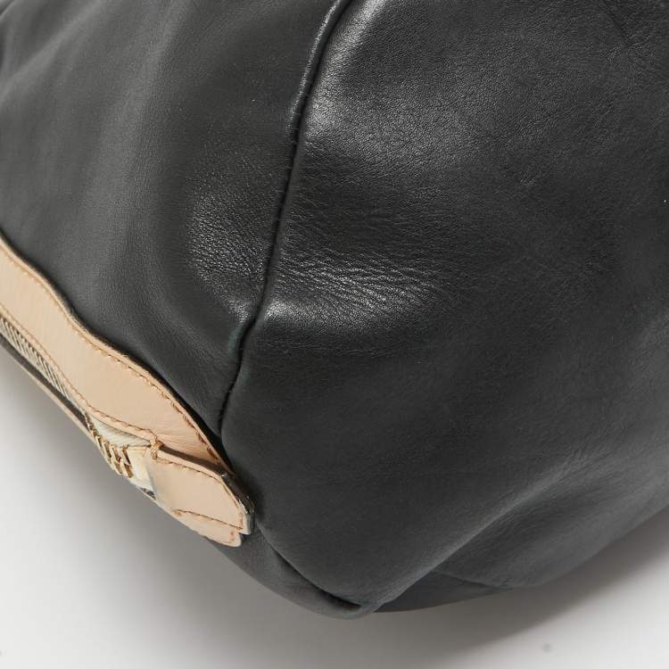 Pre Owned Givenchy Black/Beige Leather Side Zip Shoulder Bag