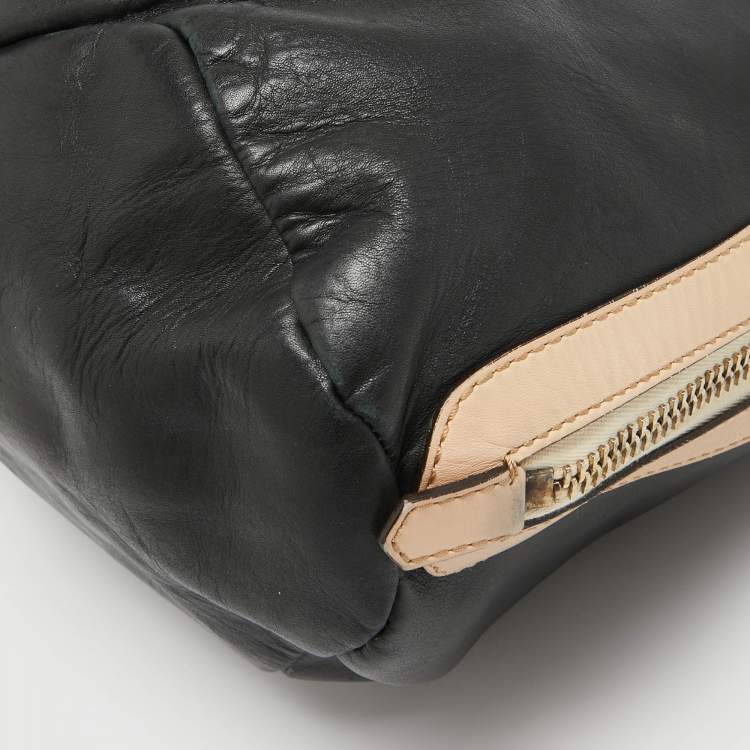 Pre Owned Givenchy Black/Beige Leather Side Zip Shoulder Bag