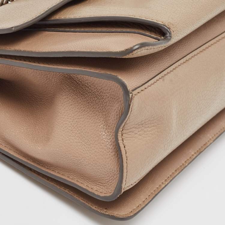 Pre Owned Givenchy Two Tone Beige Leather Small GV3 Shoulder Bag