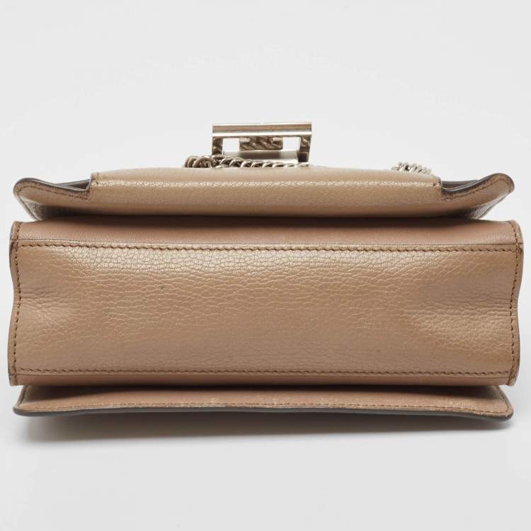Pre Owned Givenchy Two Tone Beige Leather Small GV3 Shoulder Bag
