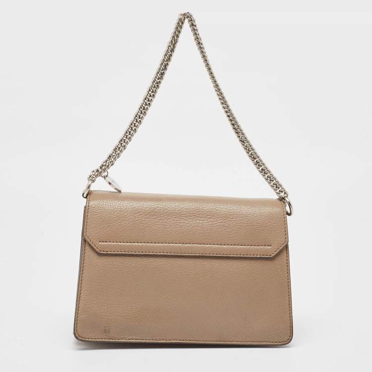Pre Owned Givenchy Two Tone Beige Leather Small GV3 Shoulder Bag