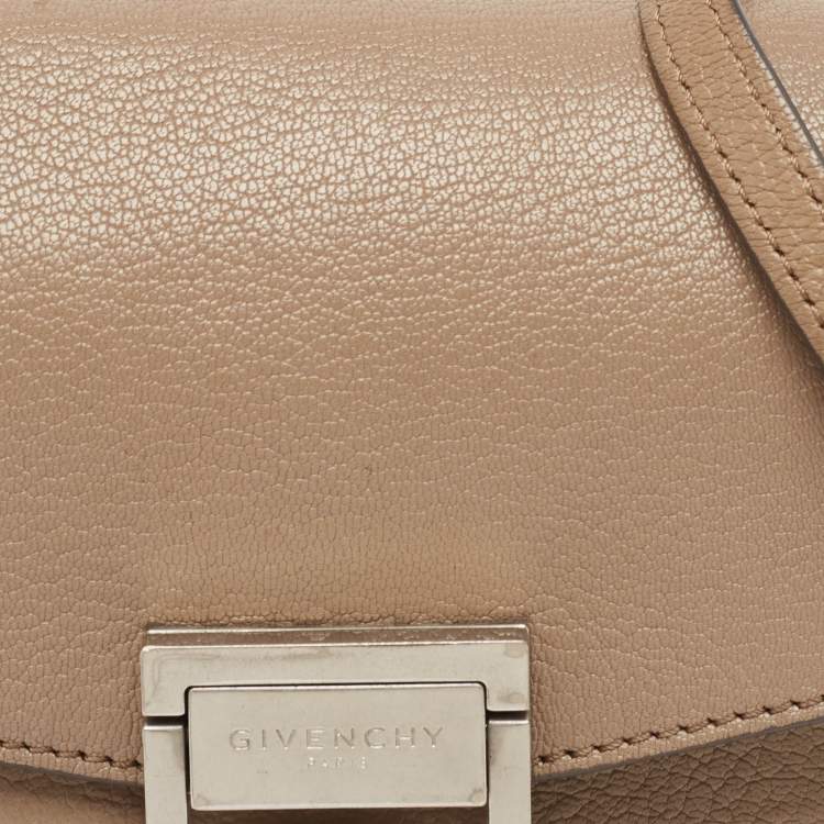 Pre Owned Givenchy Two Tone Beige Leather Small GV3 Shoulder Bag