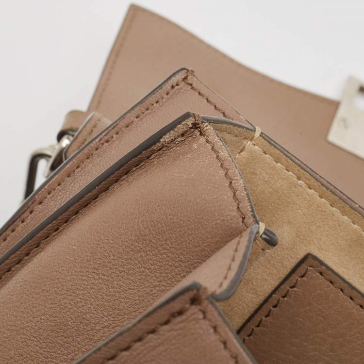 Pre Owned Givenchy Two Tone Beige Leather Small GV3 Shoulder Bag