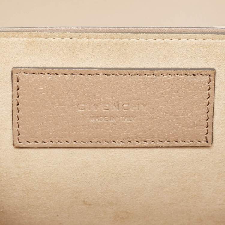 Pre Owned Givenchy Two Tone Beige Leather Small GV3 Shoulder Bag