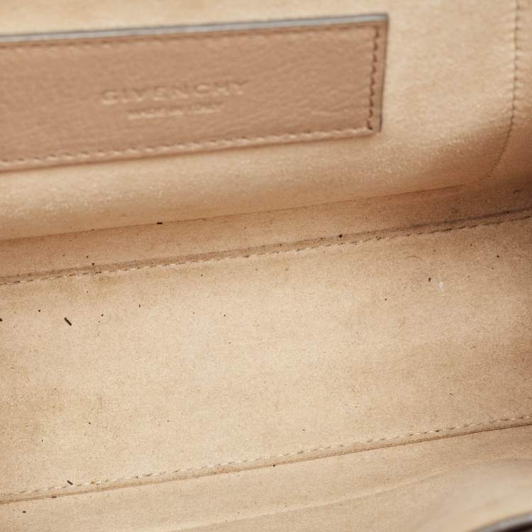 Pre Owned Givenchy Two Tone Beige Leather Small GV3 Shoulder Bag