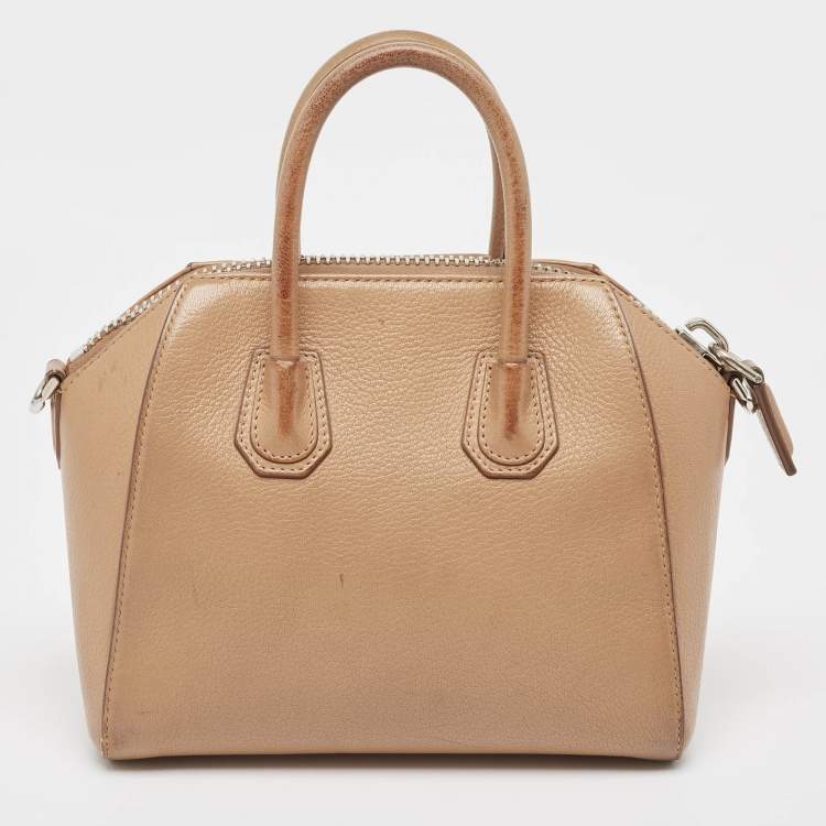 Pre Owned Givenchy Beige Leather Mini Antigona Satchel