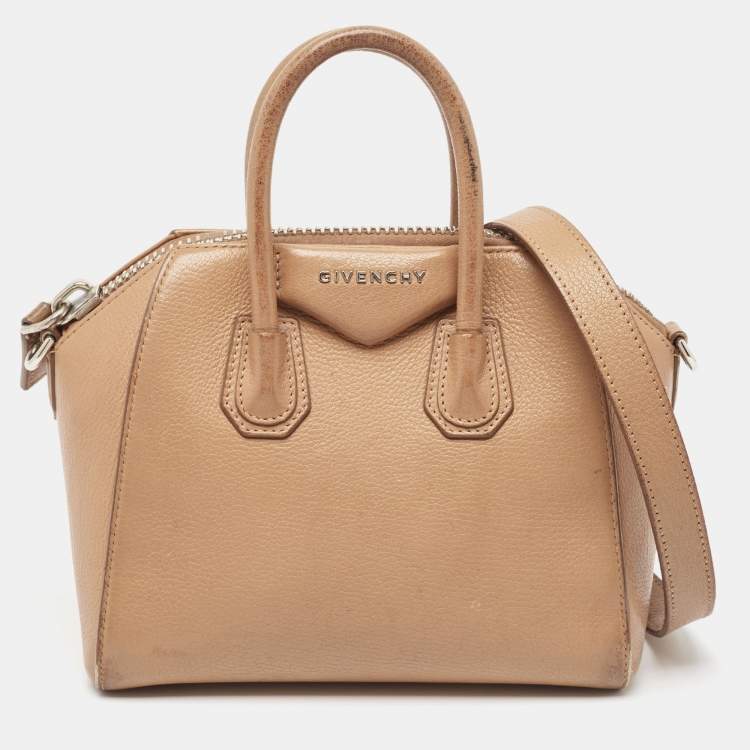 Pre Owned Givenchy Beige Leather Mini Antigona Satchel
