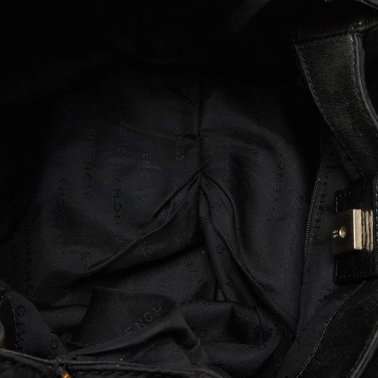 Pre Owned Givenchy Black Monogram Nylon and Leather Hobo