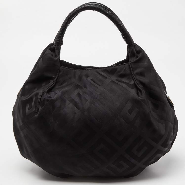 Pre Owned Givenchy Black Monogram Nylon and Leather Hobo