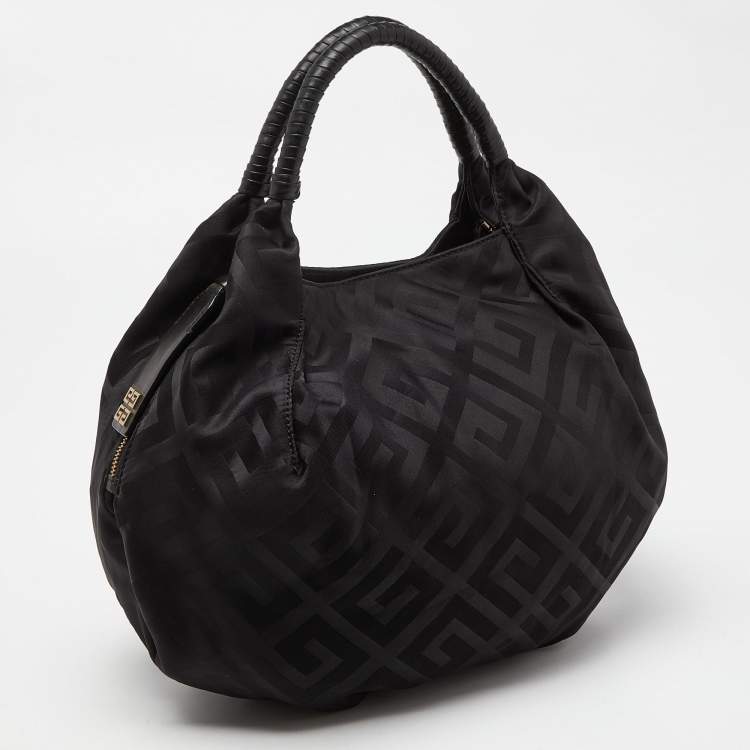 Pre Owned Givenchy Black Monogram Nylon and Leather Hobo