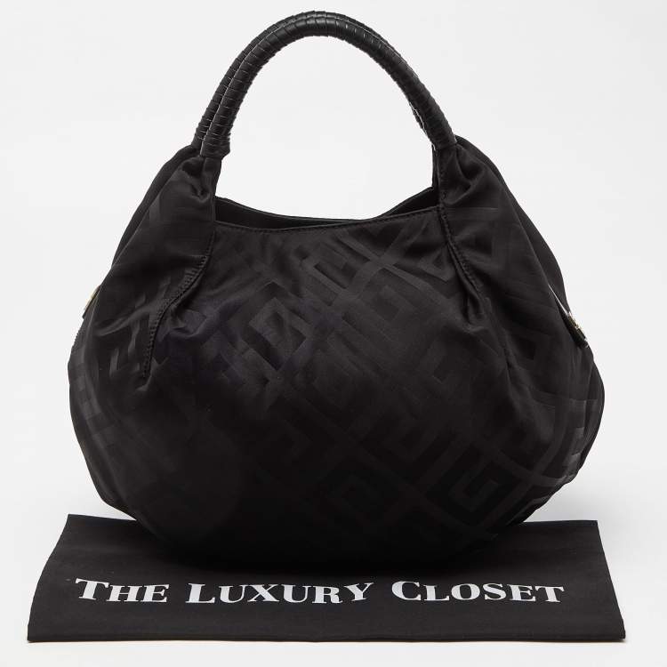 Pre Owned Givenchy Black Monogram Nylon and Leather Hobo