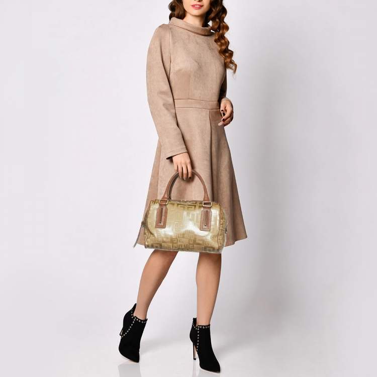 Pre Owned Givenchy Brown Signature Coated Fabric and Leather Satchel