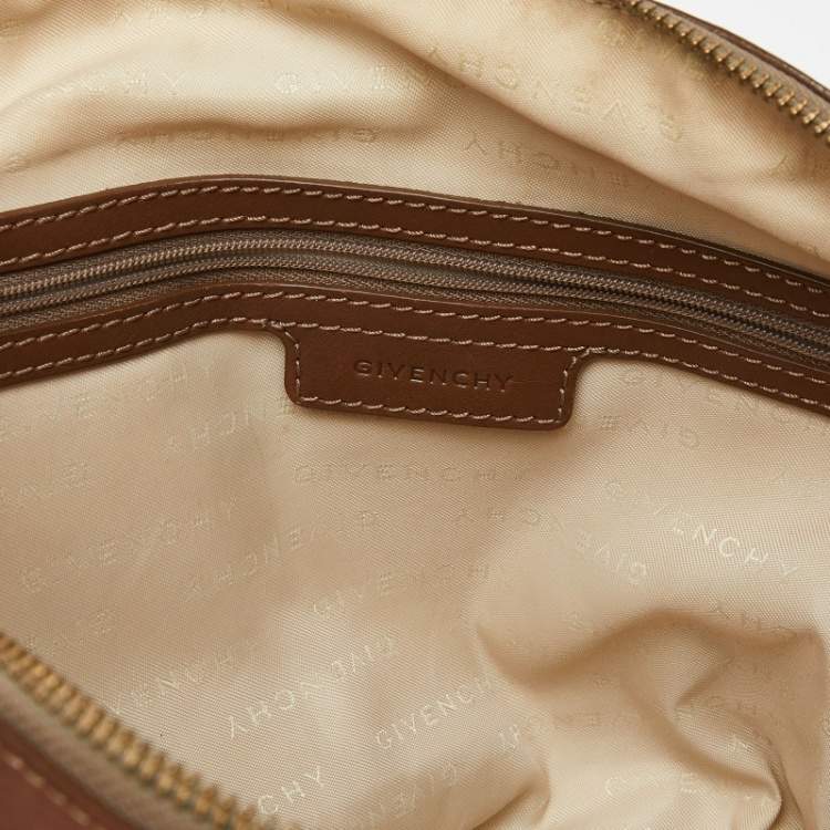Pre Owned Givenchy Brown Signature Coated Fabric and Leather Satchel