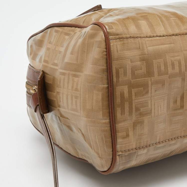 Pre Owned Givenchy Brown Signature Coated Fabric and Leather Satchel