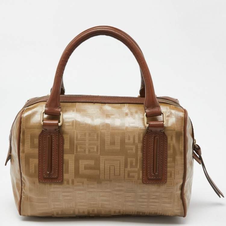 Pre Owned Givenchy Brown Signature Coated Fabric and Leather Satchel
