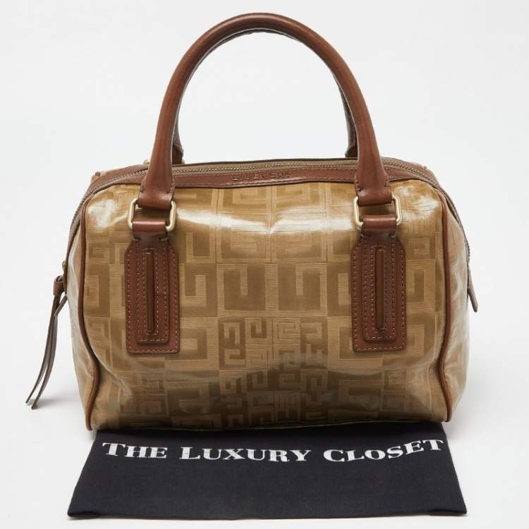 Pre Owned Givenchy Brown Signature Coated Fabric and Leather Satchel