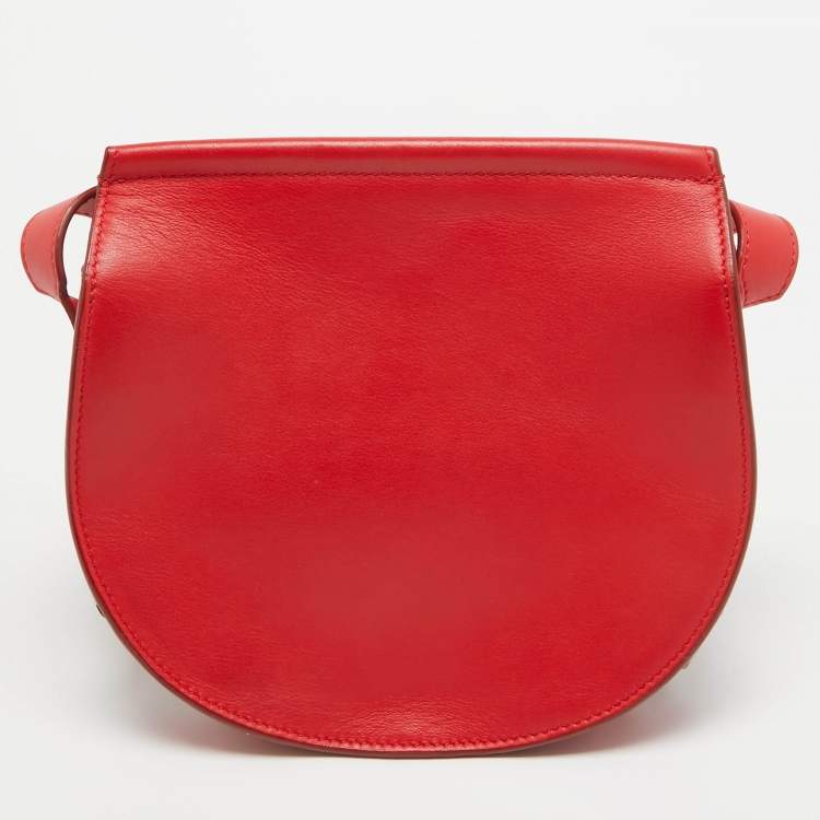 Pre Owned Givenchy Red Leather Mini Infinity Crossbody Bag