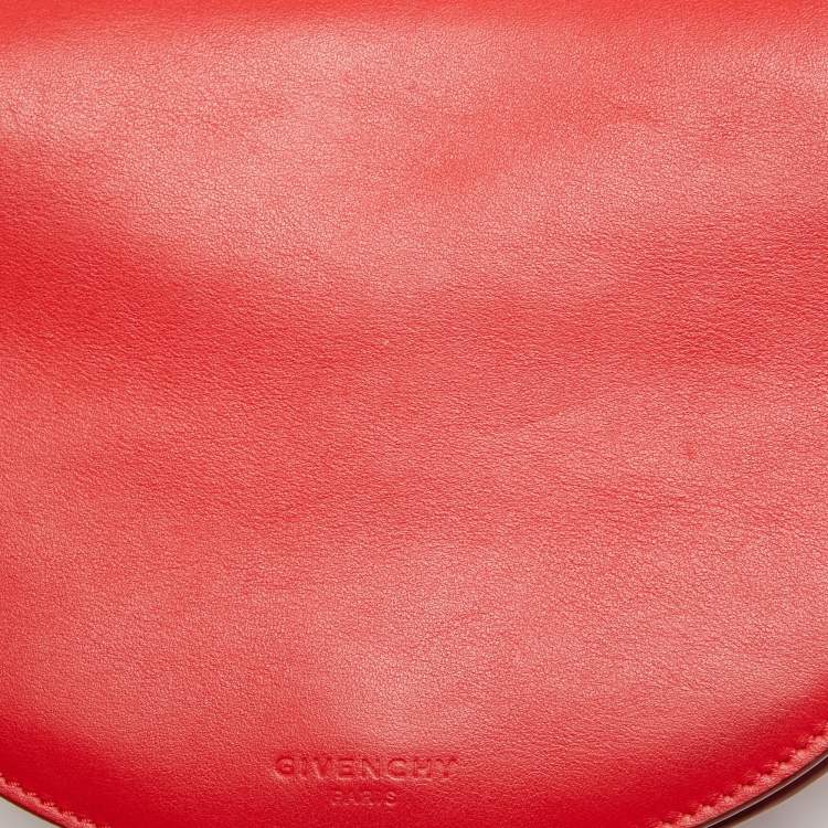 Pre Owned Givenchy Red Leather Mini Infinity Crossbody Bag