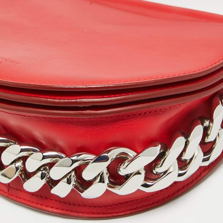 Pre Owned Givenchy Red Leather Mini Infinity Crossbody Bag