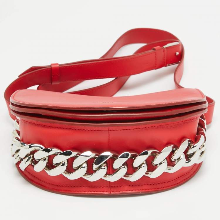 Pre Owned Givenchy Red Leather Mini Infinity Crossbody Bag