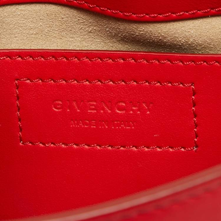 Pre Owned Givenchy Red Leather Mini Infinity Crossbody Bag