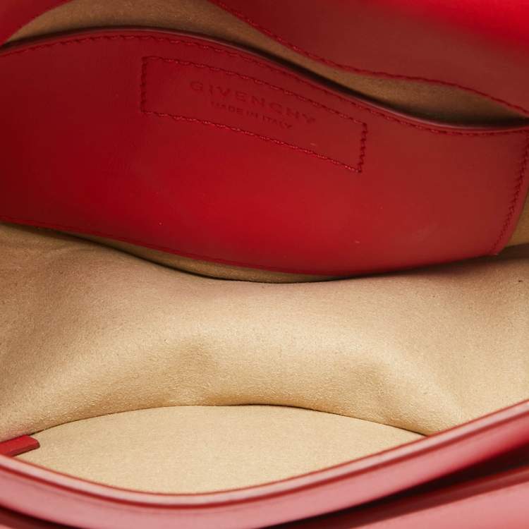 Pre Owned Givenchy Red Leather Mini Infinity Crossbody Bag