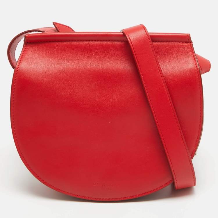 Pre Owned Givenchy Red Leather Mini Infinity Crossbody Bag