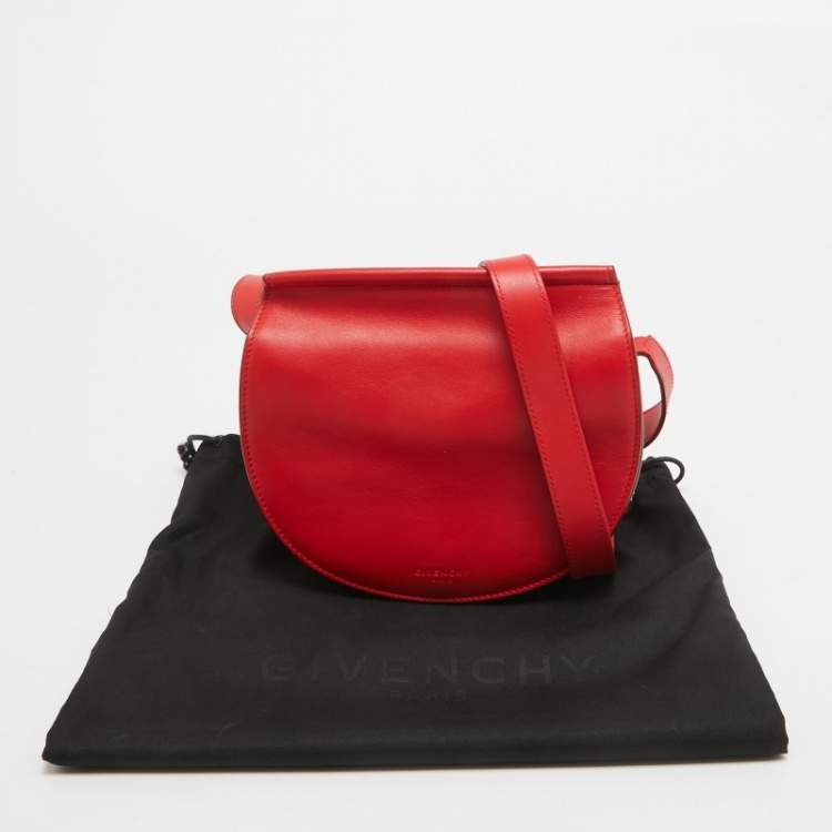 Pre Owned Givenchy Red Leather Mini Infinity Crossbody Bag