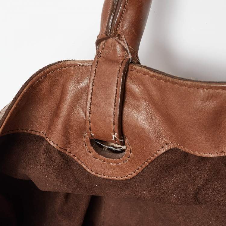 Pre Owned Givenchy Brown Signature Canvas and Leather Braided Handle Shoulder Bag