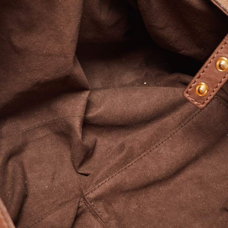 Pre Owned Givenchy Brown Signature Canvas and Leather Braided Handle Shoulder Bag