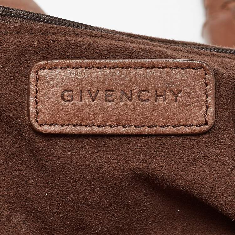 Pre Owned Givenchy Brown Signature Canvas and Leather Braided Handle Shoulder Bag