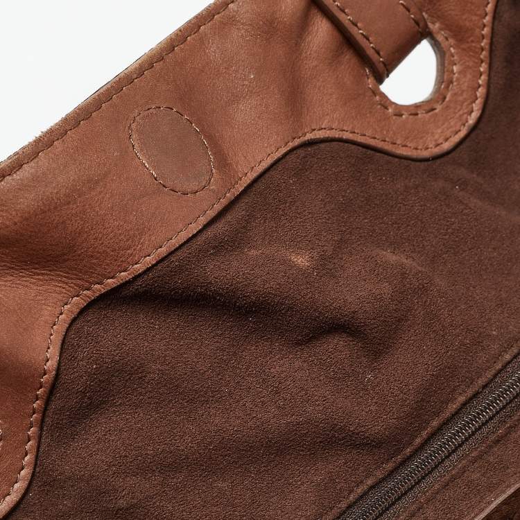 Pre Owned Givenchy Brown Signature Canvas and Leather Braided Handle Shoulder Bag