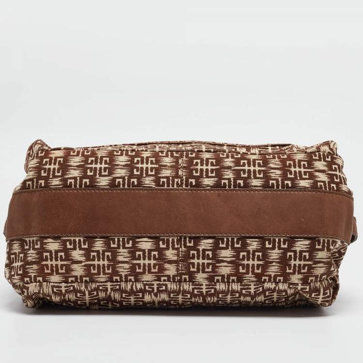 Pre Owned Givenchy Brown Signature Canvas and Leather Braided Handle Shoulder Bag