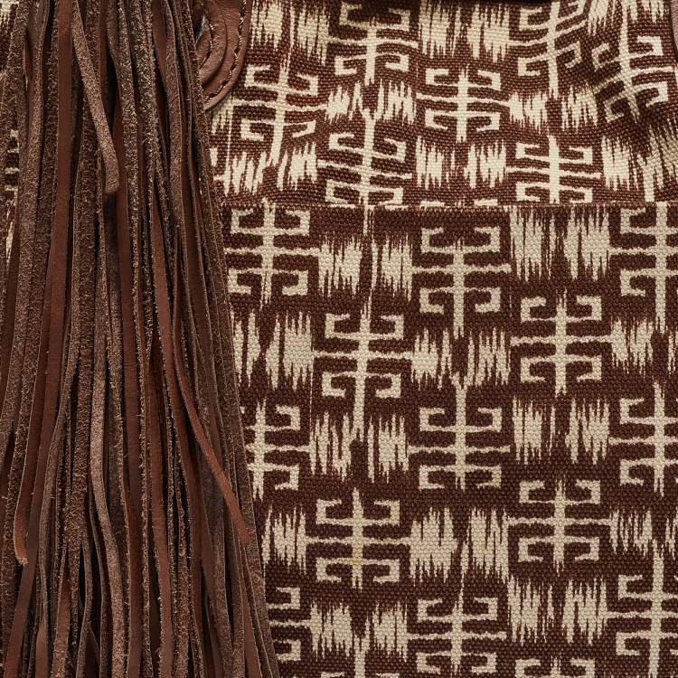 Pre Owned Givenchy Brown Signature Canvas and Leather Braided Handle Shoulder Bag