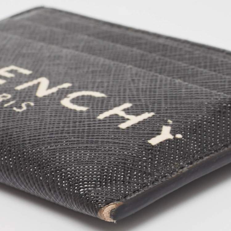 Pre Owned Givenchy Black/White Leather Logo Card Holder 