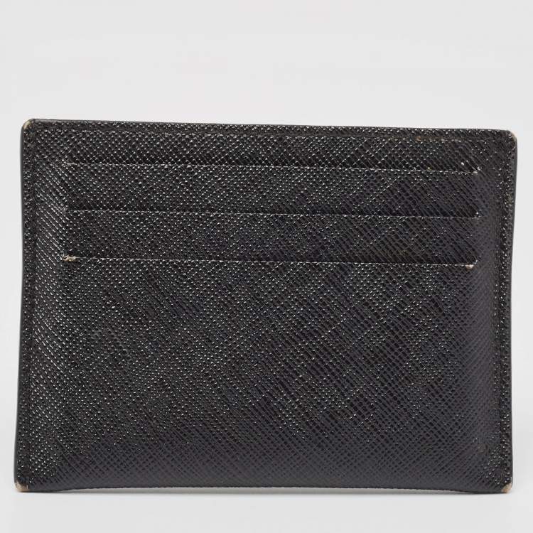 Pre Owned Givenchy Black/White Leather Logo Card Holder 