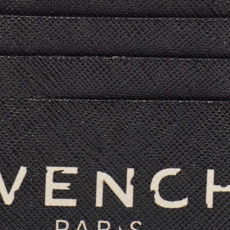 Pre Owned Givenchy Black/White Leather Logo Card Holder 