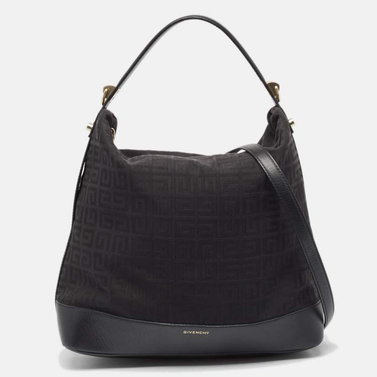 Pre Owned Givenchy Black Monogram Canvas and Leather Bucket Bag
