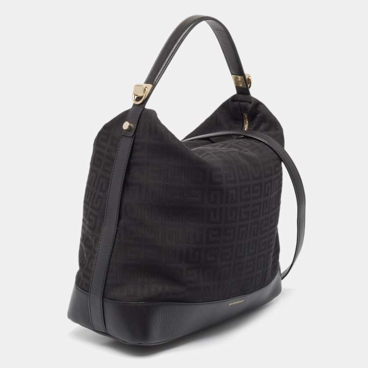 Pre Owned Givenchy Black Monogram Canvas and Leather Bucket Bag
