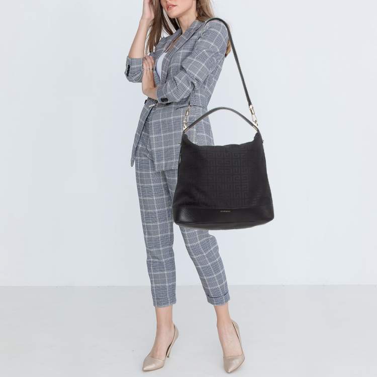 Pre Owned Givenchy Black Monogram Canvas and Leather Bucket Bag