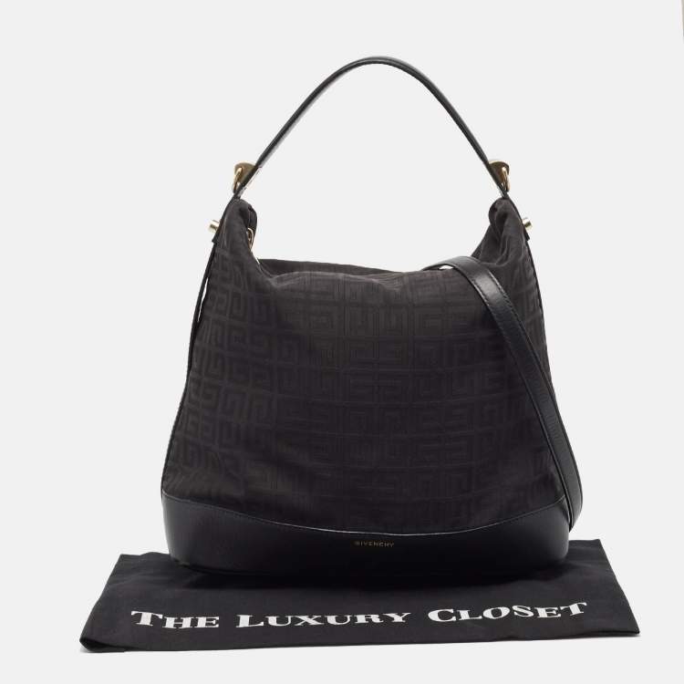 Pre Owned Givenchy Black Monogram Canvas and Leather Bucket Bag