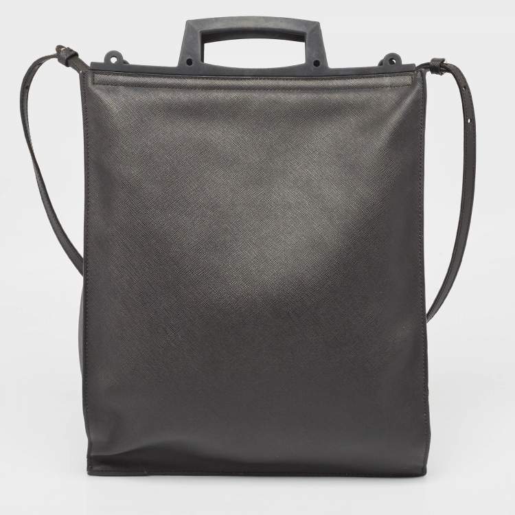 Pre Owned Givenchy Black Leather Bambi Print Vertical Tote