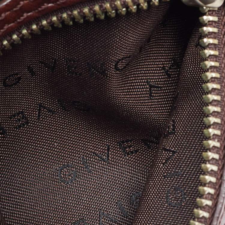 Pre Owned Givenchy Green/Brown Monogram Nylon and Leather Multiple Pocket Hobo