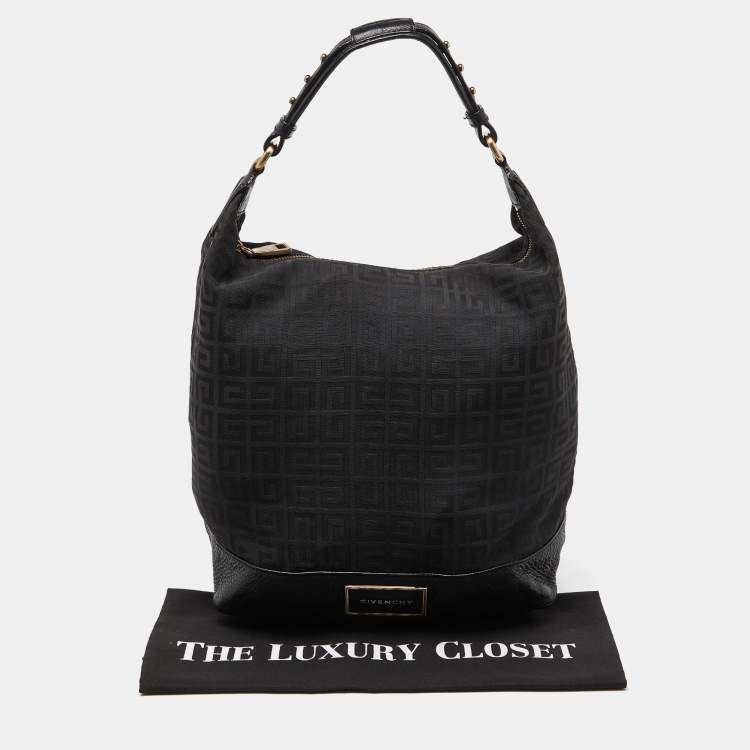 Pre Owned Givenchy Black Monogram Canvas and Leather Bucket Hobo