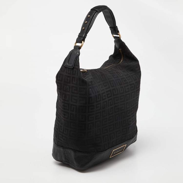 Pre Owned Givenchy Black Monogram Canvas and Leather Bucket Hobo