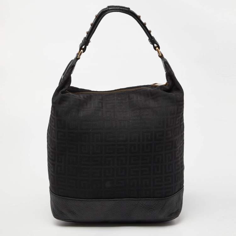 Pre Owned Givenchy Black Monogram Canvas and Leather Bucket Hobo